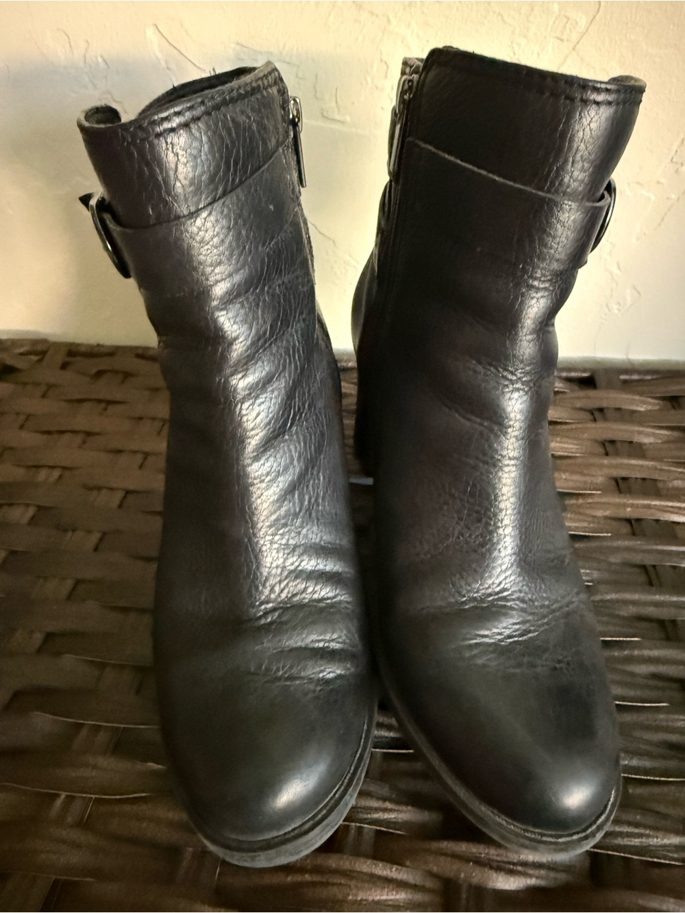 Clarks Black Leather Zip Ankle Booties